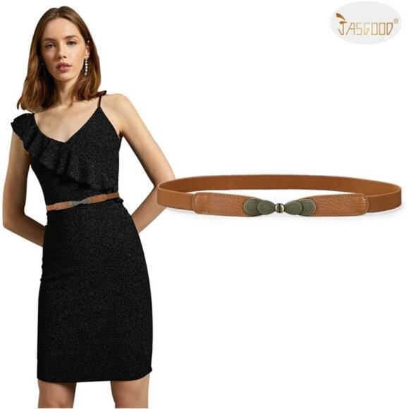 Women Skinny Elastic Stretch Belt Retro Ladies Waist Vintage Thin Belt - Picture 2 of 7